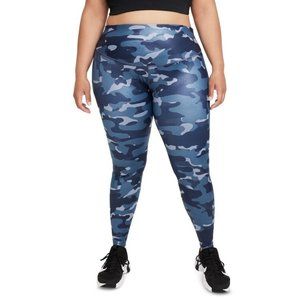 Nike One Plus Size Mid-Rise Camo-Print Leggings Blue Size 1X MSRP $70